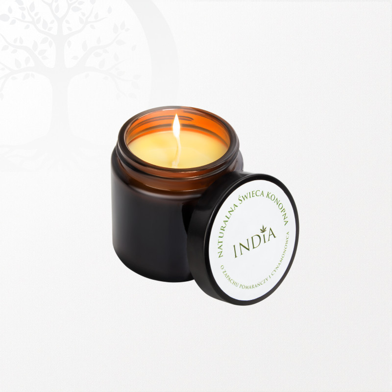 Bougie à l'huile de chanvre parfum orange et cannelle