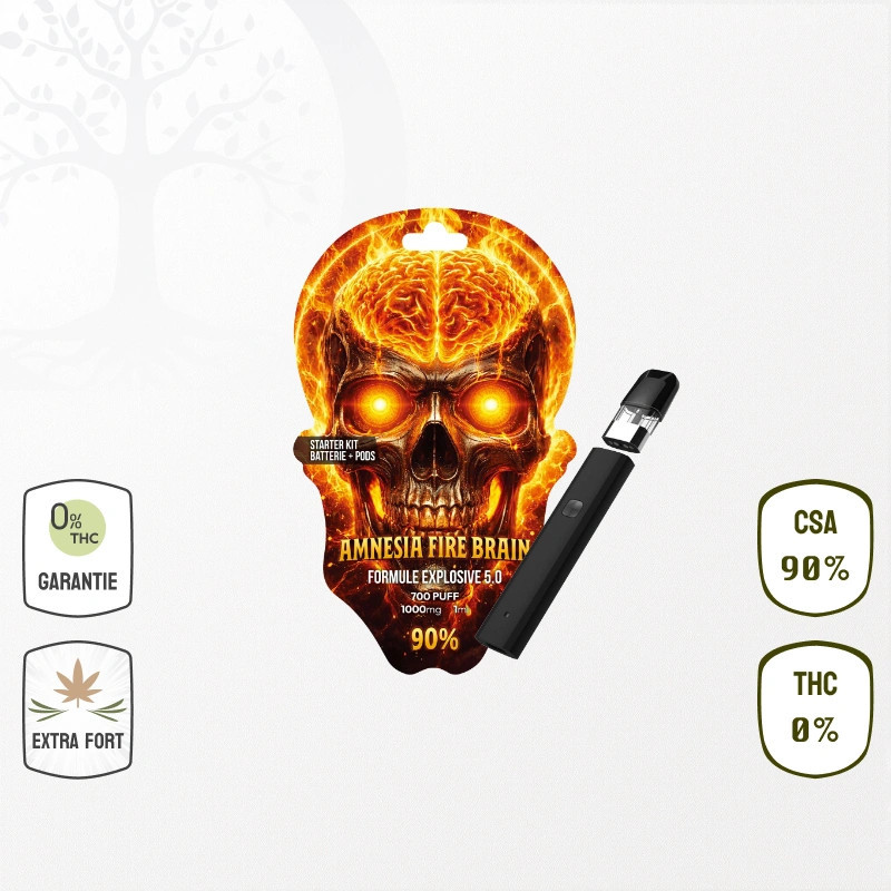 Kit complet Vape Amnesia Firebrain CSA 90 % (Batterie & Cartouche) - (Sans THC)